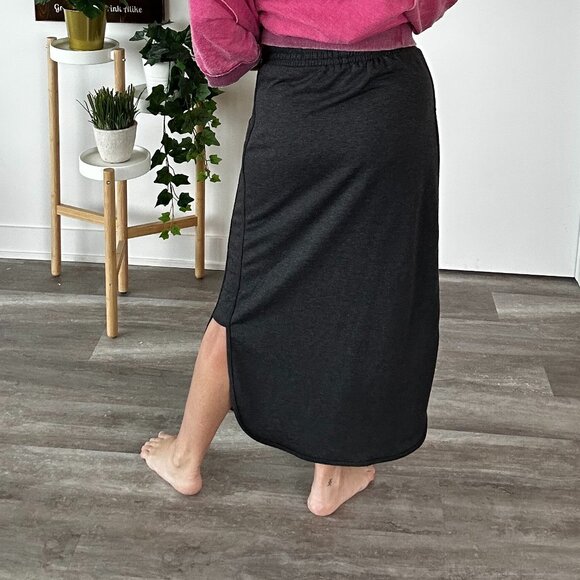 Three Bird Nest Elastic Waist Skirt, Charcoal, Size Small - Picture 3 of 3